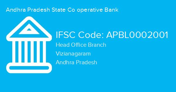 Andhra Pradesh State Co operative Bank, Head Office Branch IFSC Code - APBL0002001