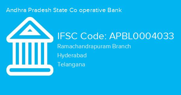 Andhra Pradesh State Co operative Bank, Ramachandrapuram Branch IFSC Code - APBL0004033