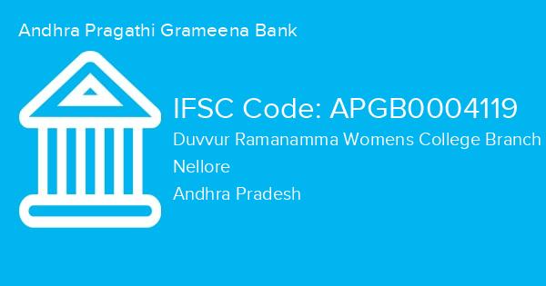 Andhra Pragathi Grameena Bank, Duvvur Ramanamma Womens College Branch IFSC Code - APGB0004119