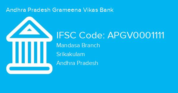 Andhra Pradesh Grameena Vikas Bank, Mandasa Branch IFSC Code - APGV0001111