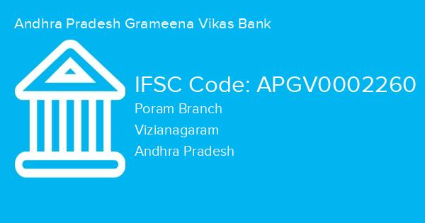 Andhra Pradesh Grameena Vikas Bank, Poram Branch IFSC Code - APGV0002260