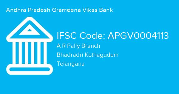 Andhra Pradesh Grameena Vikas Bank, A R Pally Branch IFSC Code - APGV0004113
