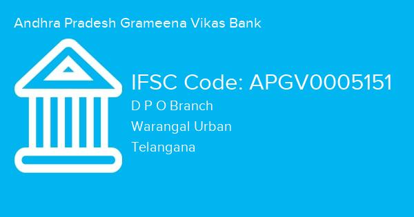 Andhra Pradesh Grameena Vikas Bank, D P O Branch IFSC Code - APGV0005151