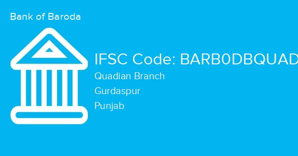 Bank of Baroda, Quadian Branch IFSC Code - BARB0DBQUAD