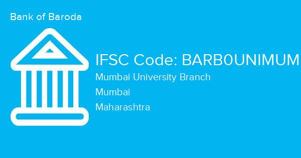 Bank of Baroda, Mumbai University Branch IFSC Code - BARB0UNIMUM