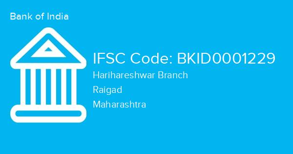Bank of India, Harihareshwar Branch IFSC Code - BKID0001229