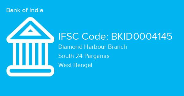 Bank of India, Diamond Harbour Branch IFSC Code - BKID0004145