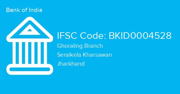 Bank of India, Ghoraling Branch IFSC Code - BKID0004528