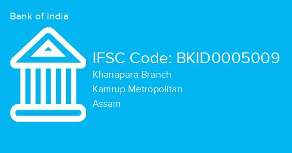 Bank of India, Khanapara Branch IFSC Code - BKID0005009
