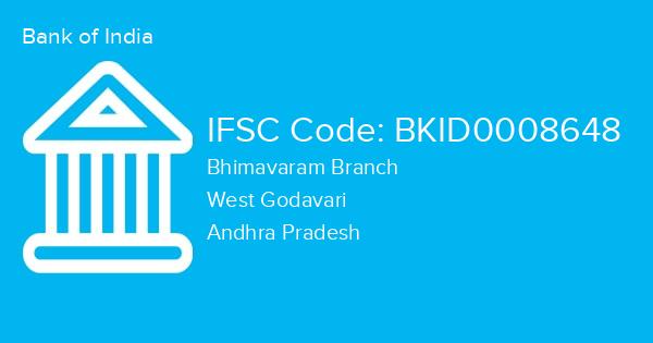 Bank of India, Bhimavaram Branch IFSC Code - BKID0008648