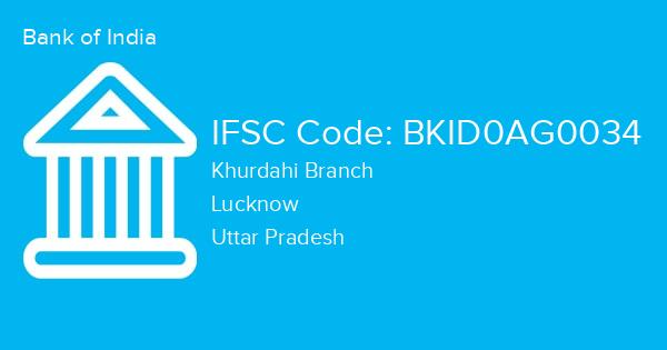 Bank of India, Khurdahi Branch IFSC Code - BKID0AG0034