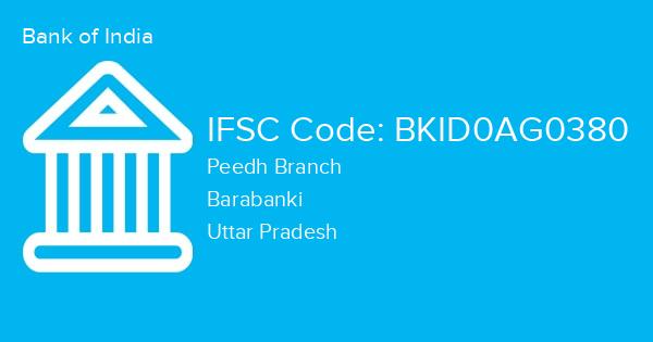 Bank of India, Peedh Branch IFSC Code - BKID0AG0380