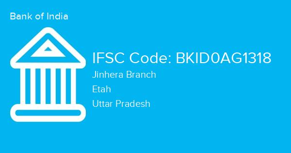 Bank of India, Jinhera Branch IFSC Code - BKID0AG1318
