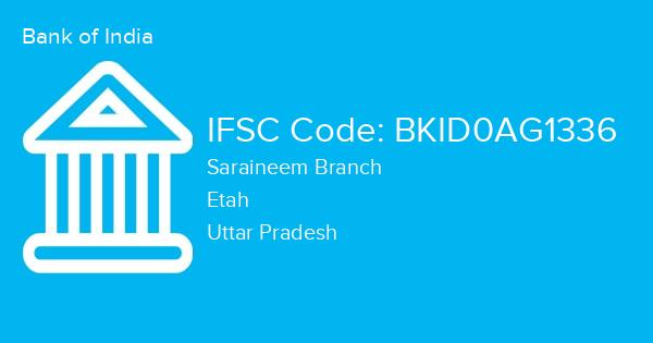 Bank of India, Saraineem Branch IFSC Code - BKID0AG1336