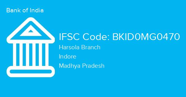 Bank of India, Harsola Branch IFSC Code - BKID0MG0470
