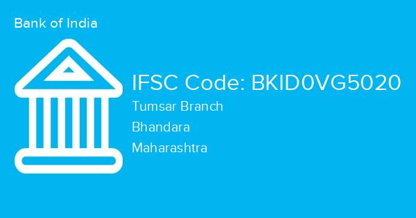 Bank of India, Tumsar Branch IFSC Code - BKID0VG5020