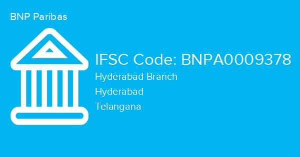 BNP Paribas, Hyderabad Branch IFSC Code - BNPA0009378