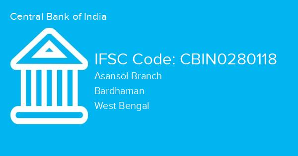 Central Bank of India, Asansol Branch IFSC Code - CBIN0280118