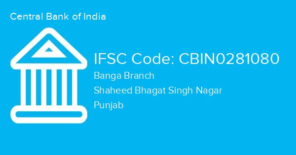 Central Bank of India, Banga Branch IFSC Code - CBIN0281080