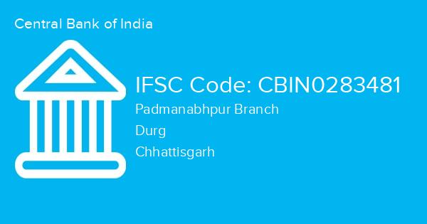 Central Bank of India, Padmanabhpur Branch IFSC Code - CBIN0283481