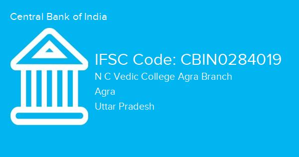 Central Bank of India, N C Vedic College Agra Branch IFSC Code - CBIN0284019