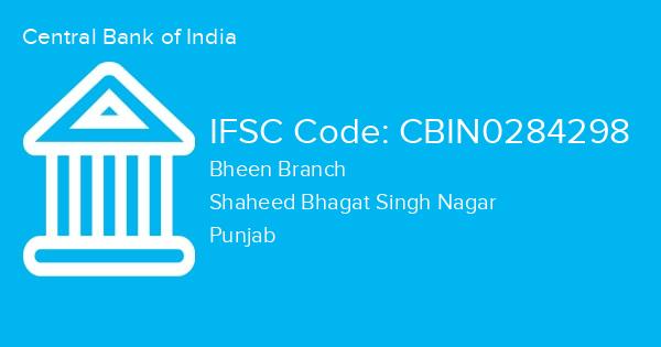 Central Bank of India, Bheen Branch IFSC Code - CBIN0284298