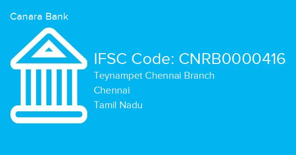 Canara Bank, Teynampet Chennai Branch IFSC Code - CNRB0000416