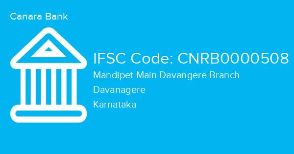 Canara Bank, Mandipet Main Davangere Branch IFSC Code - CNRB0000508