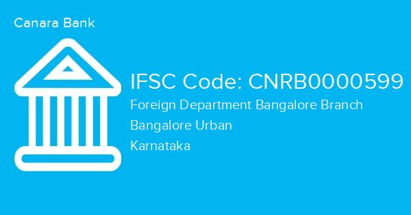 Canara Bank, Foreign Department Bangalore Branch IFSC Code - CNRB0000599