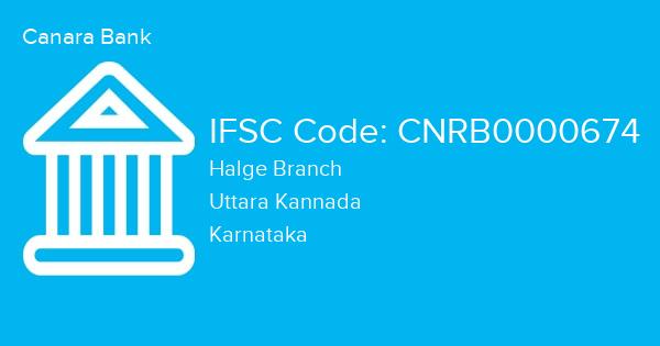 Canara Bank, Halge Branch IFSC Code - CNRB0000674