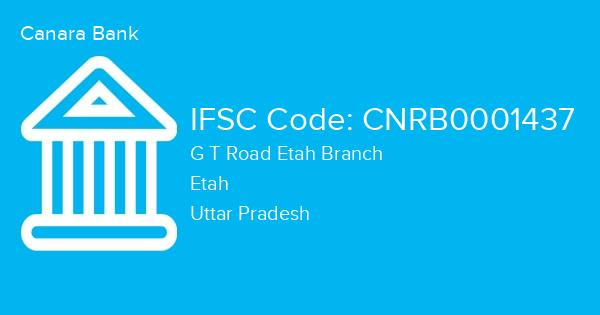 Canara Bank, G T Road Etah Branch IFSC Code - CNRB0001437