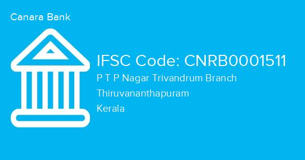 Canara Bank, P T P Nagar Trivandrum Branch IFSC Code - CNRB0001511