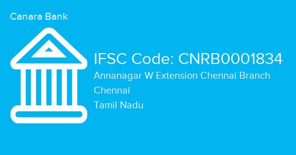 Canara Bank, Annanagar W Extension Chennai Branch IFSC Code - CNRB0001834