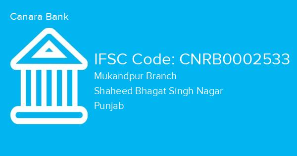 Canara Bank, Mukandpur Branch IFSC Code - CNRB0002533