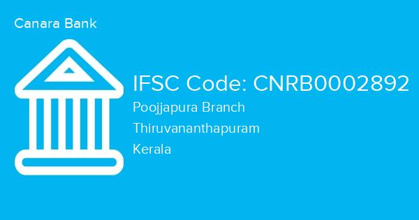Canara Bank, Poojjapura Branch IFSC Code - CNRB0002892