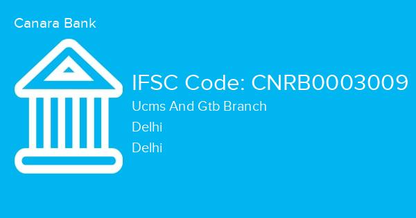 Canara Bank, Ucms And Gtb Branch IFSC Code - CNRB0003009