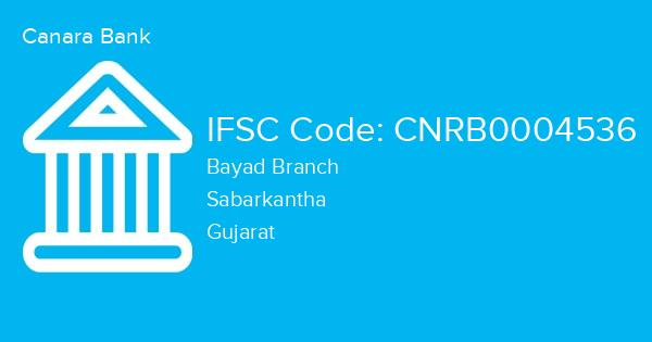 Canara Bank, Bayad Branch IFSC Code - CNRB0004536