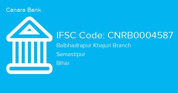 Canara Bank, Balbhadrapur Khajuri Branch IFSC Code - CNRB0004587