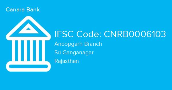 Canara Bank, Anoopgarh Branch IFSC Code - CNRB0006103