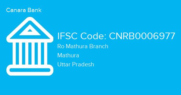 Canara Bank, Ro Mathura Branch IFSC Code - CNRB0006977