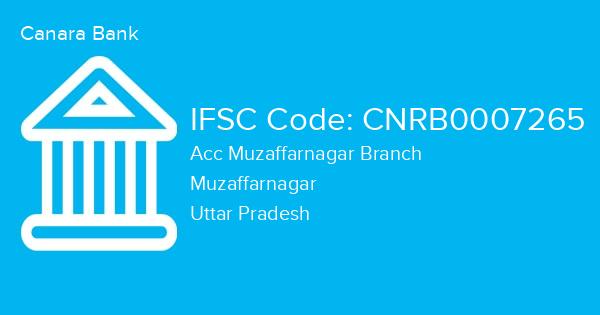 Canara Bank, Acc Muzaffarnagar Branch IFSC Code - CNRB0007265
