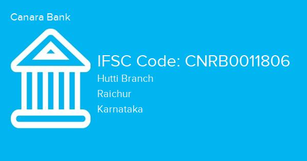 Canara Bank, Hutti Branch IFSC Code - CNRB0011806