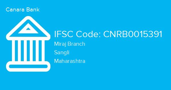 Canara Bank, Miraj Branch IFSC Code - CNRB0015391