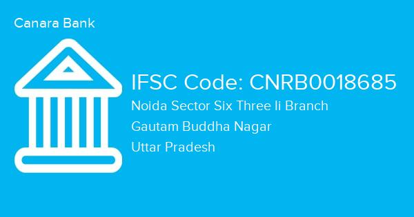 Canara Bank, Noida Sector Six Three Ii Branch IFSC Code - CNRB0018685