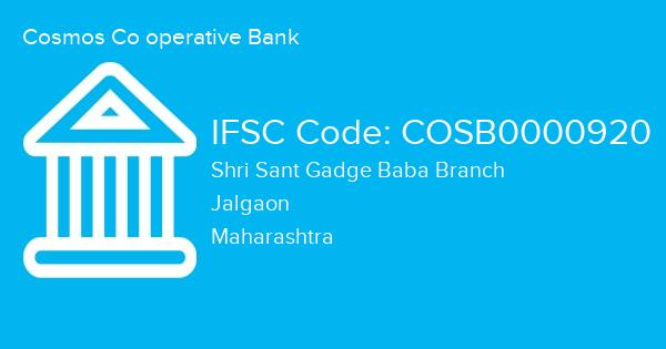 Cosmos Co operative Bank, Shri Sant Gadge Baba Branch IFSC Code - COSB0000920