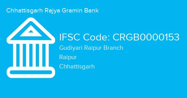Chhattisgarh Rajya Gramin Bank, Gudiyari Raipur Branch IFSC Code - CRGB0000153