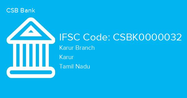 CSB Bank, Karur Branch IFSC Code - CSBK0000032