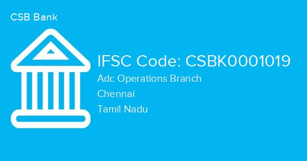 CSB Bank, Adc Operations Branch IFSC Code - CSBK0001019