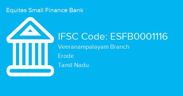 Equitas Small Finance Bank, Veeranampalayam Branch IFSC Code - ESFB0001116