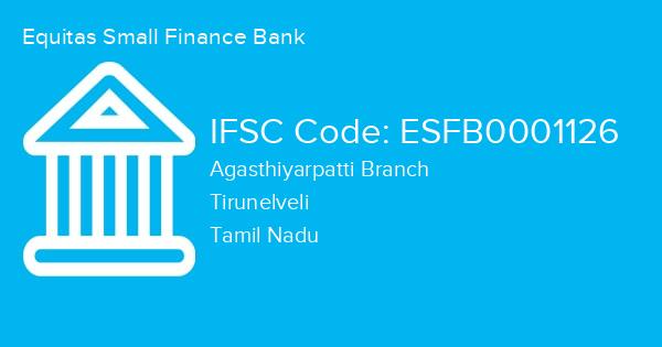 Equitas Small Finance Bank, Agasthiyarpatti Branch IFSC Code - ESFB0001126